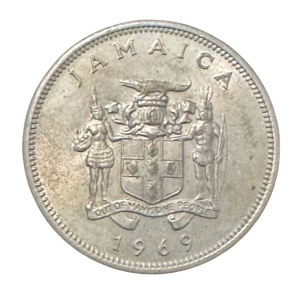 JAMAICA ( Wide Legend) KM48  1969 20 CENTS  COIN Ungraded FIRST INDEPENDENT COIN - Picture 2 of 7